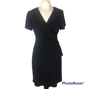 SHERI MARTIN Short Sleeve Draped Black Little Black Dress, size 12 Petite
